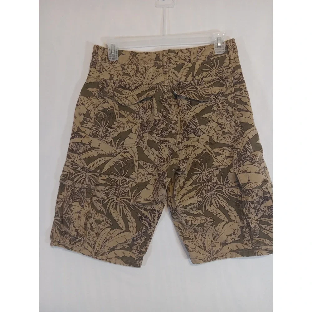 Levi's Tropical Leaf Print Cargo Shorts Men's W32 Brown Green Hawaiian Cotton