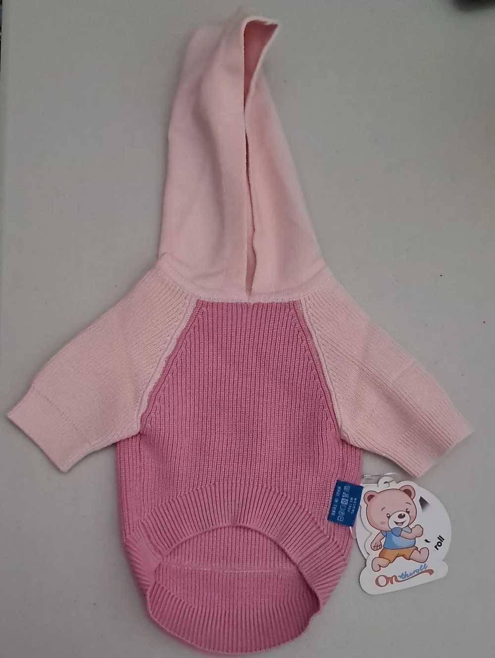 Pink Knit Hooded Dog Sweater Size Small 4-8 Pounds
