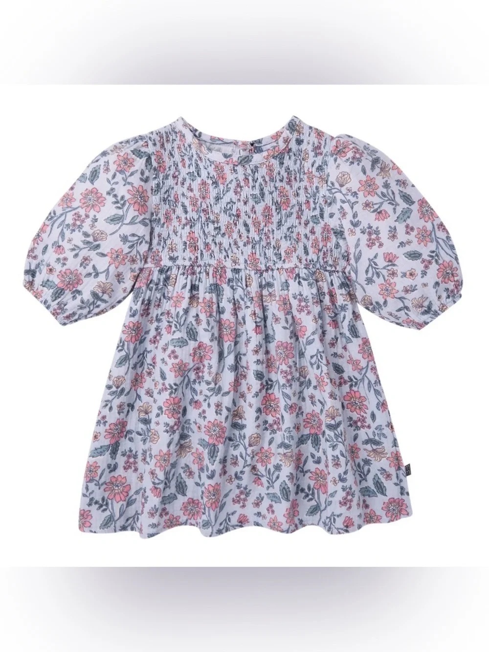 Modern Moments Girls 2T Blue Floral Cotton Smocked Dress Boho Cottagecore Comfy