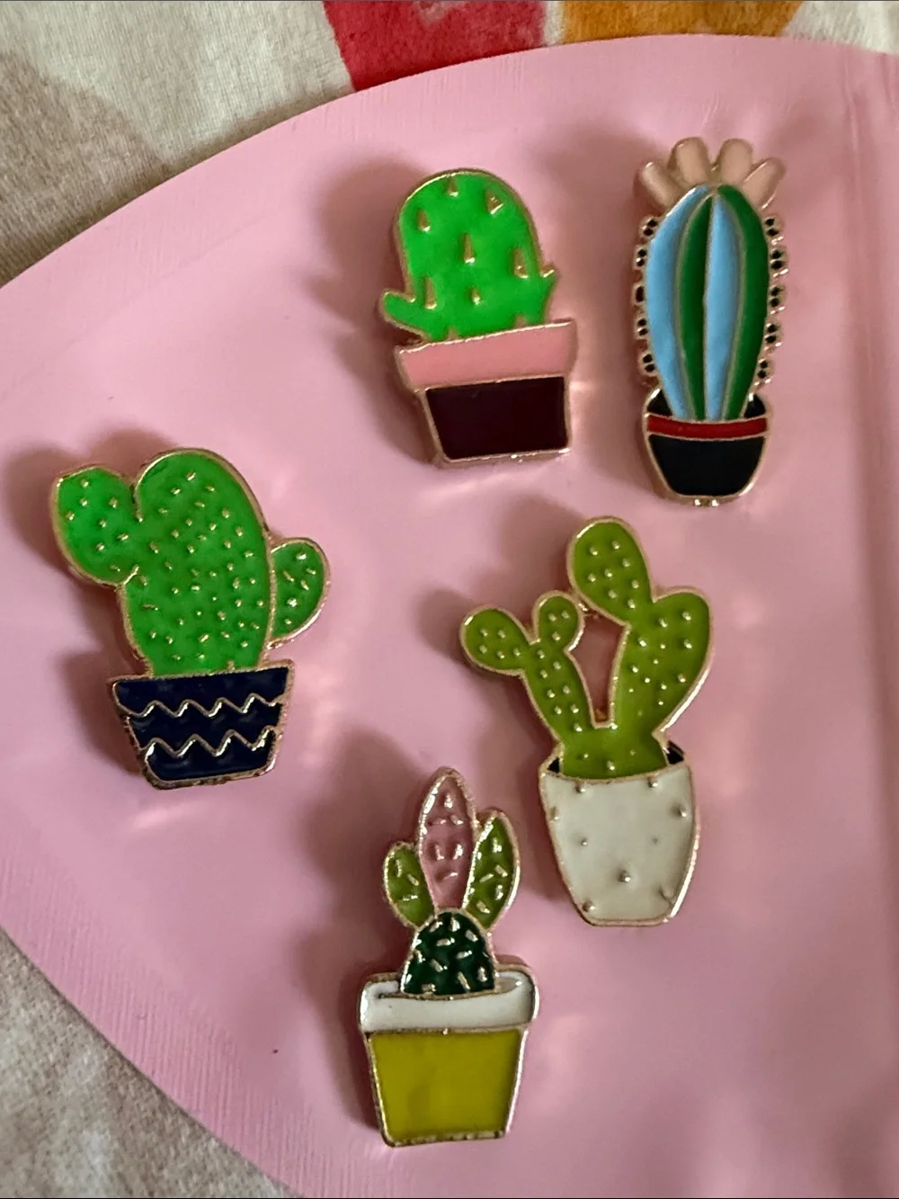 New Cactus Enamel Pin Set of 5 Colorful Succulent Pins