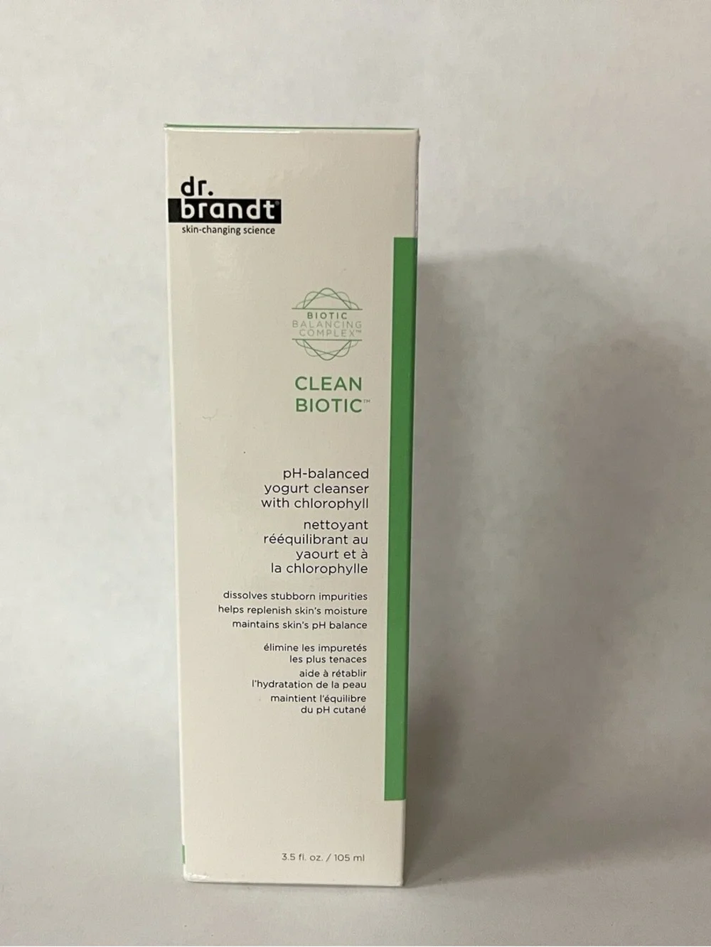 Dr. Brandt Clean Biotic Yogurt Cleanser — White & Green Packaging