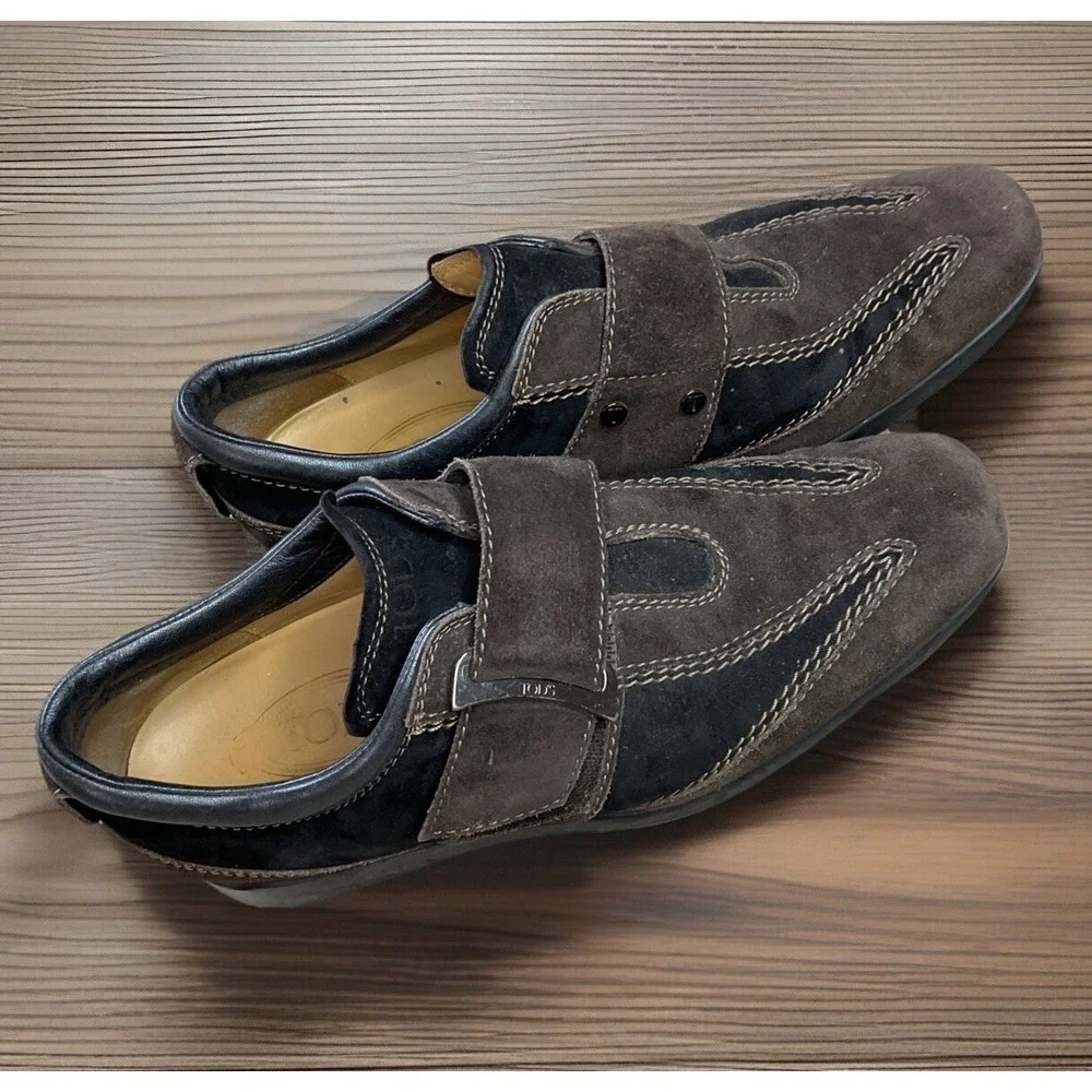 Tods Shoes EU 38.5 Brown Suede Leather Gomino Shoes Drivers Italian Buckle