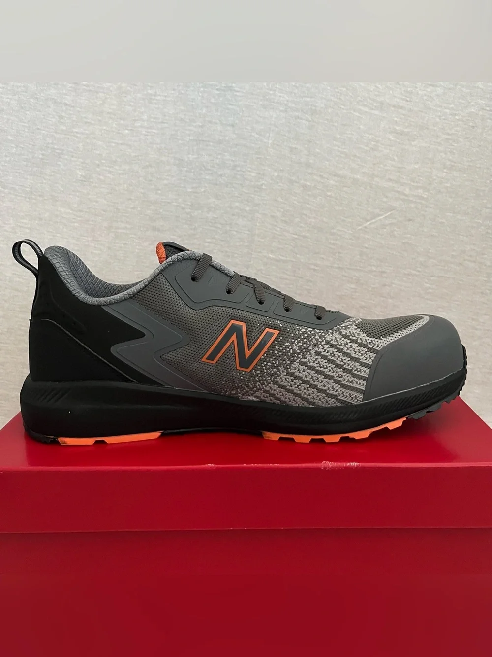 New Balance Industrial Speedware Gray & Orange Safety Toe Work Sneakers