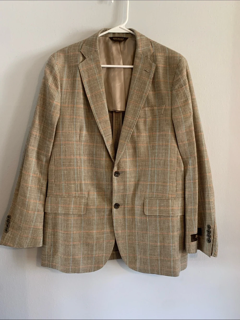 SOUTHWICK Men's Plaid Two-Button Sport Coat - Brown & Tan - BRAND NEW WITH TAGS!