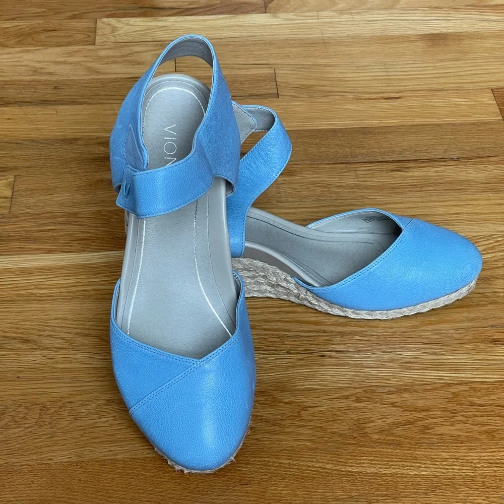 Vionic Blue Espadrille Wedge Sandals