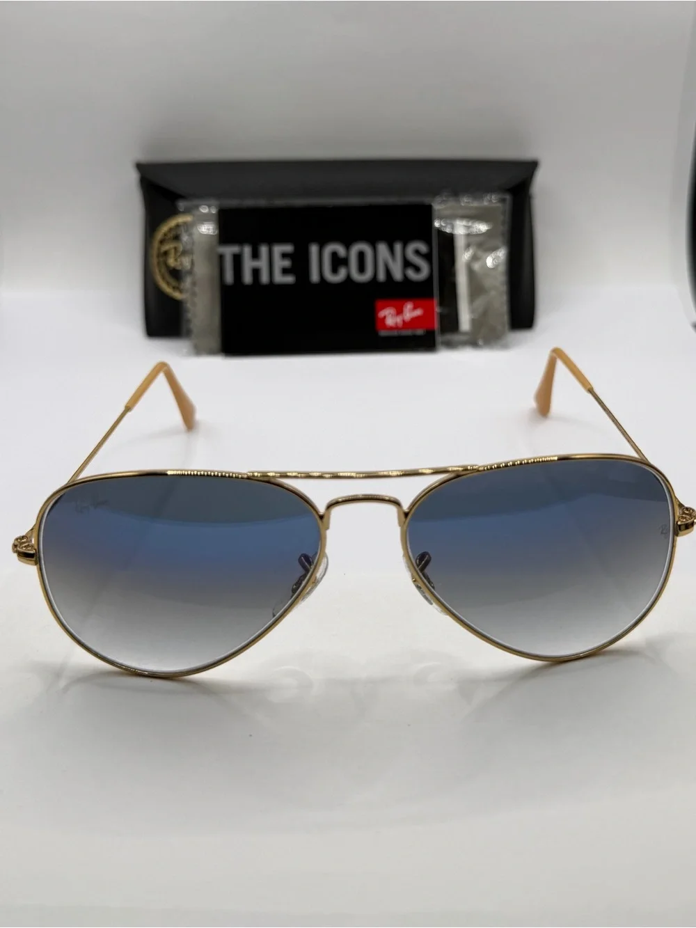 Ray-Ban Aviator Large Metal 001/3F Gold Blue Gradient NWT