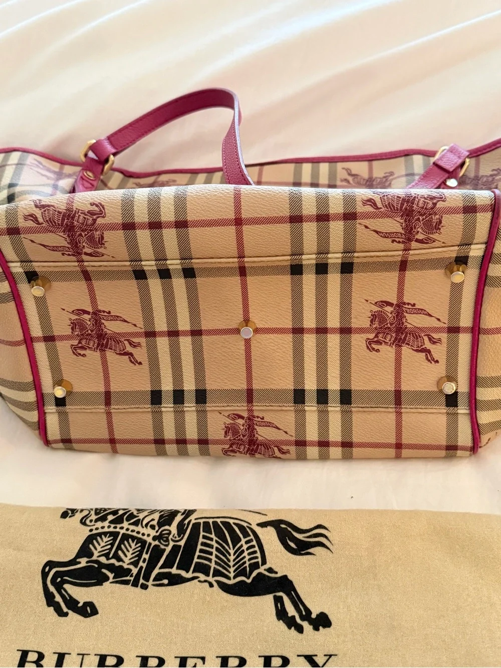 Burberry Haymarket check small Canterbury tote- hot pink- excellent condition