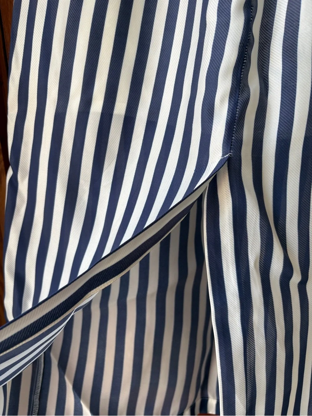 J. Crew Navy and White Striped Midi Skirt