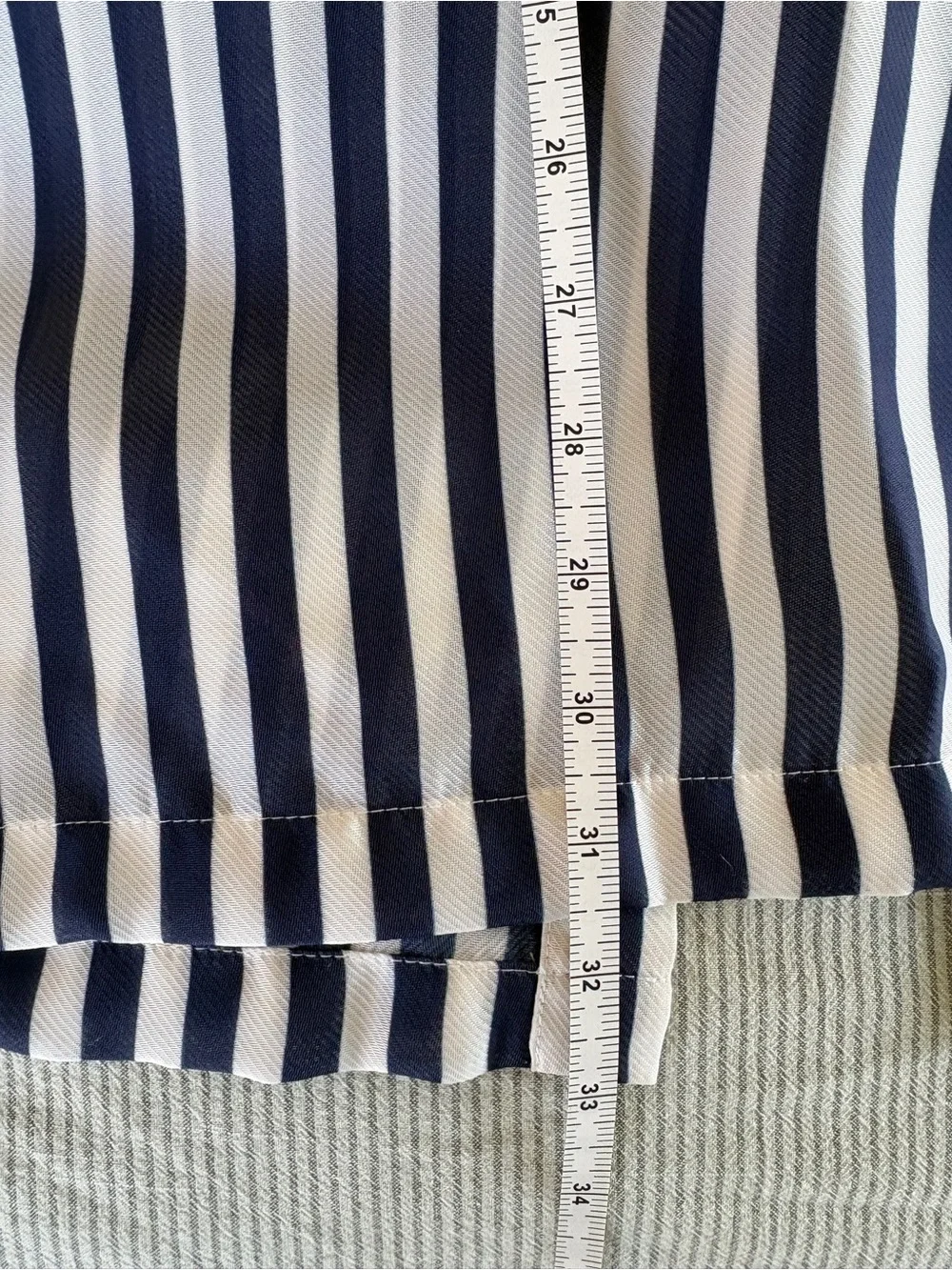 J. Crew Navy and White Striped Midi Skirt