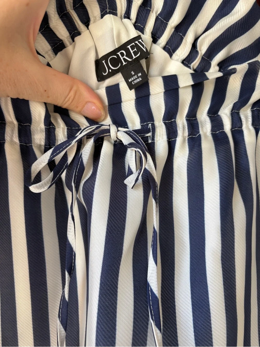 J. Crew Navy and White Striped Midi Skirt