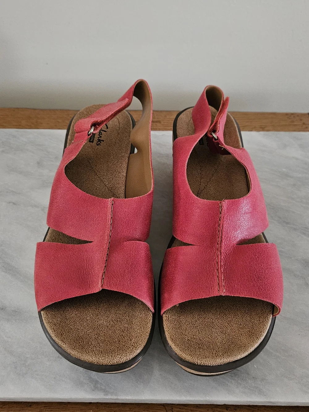 Women’s Clarks Red Cork Wedge Sandals