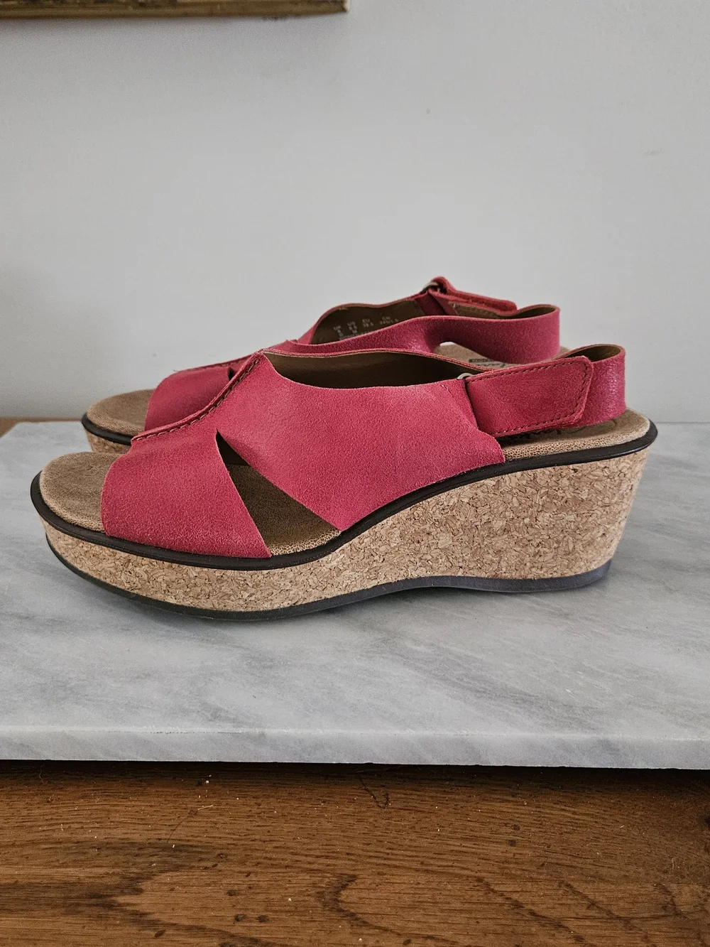 Women’s Clarks Red Cork Wedge Sandals
