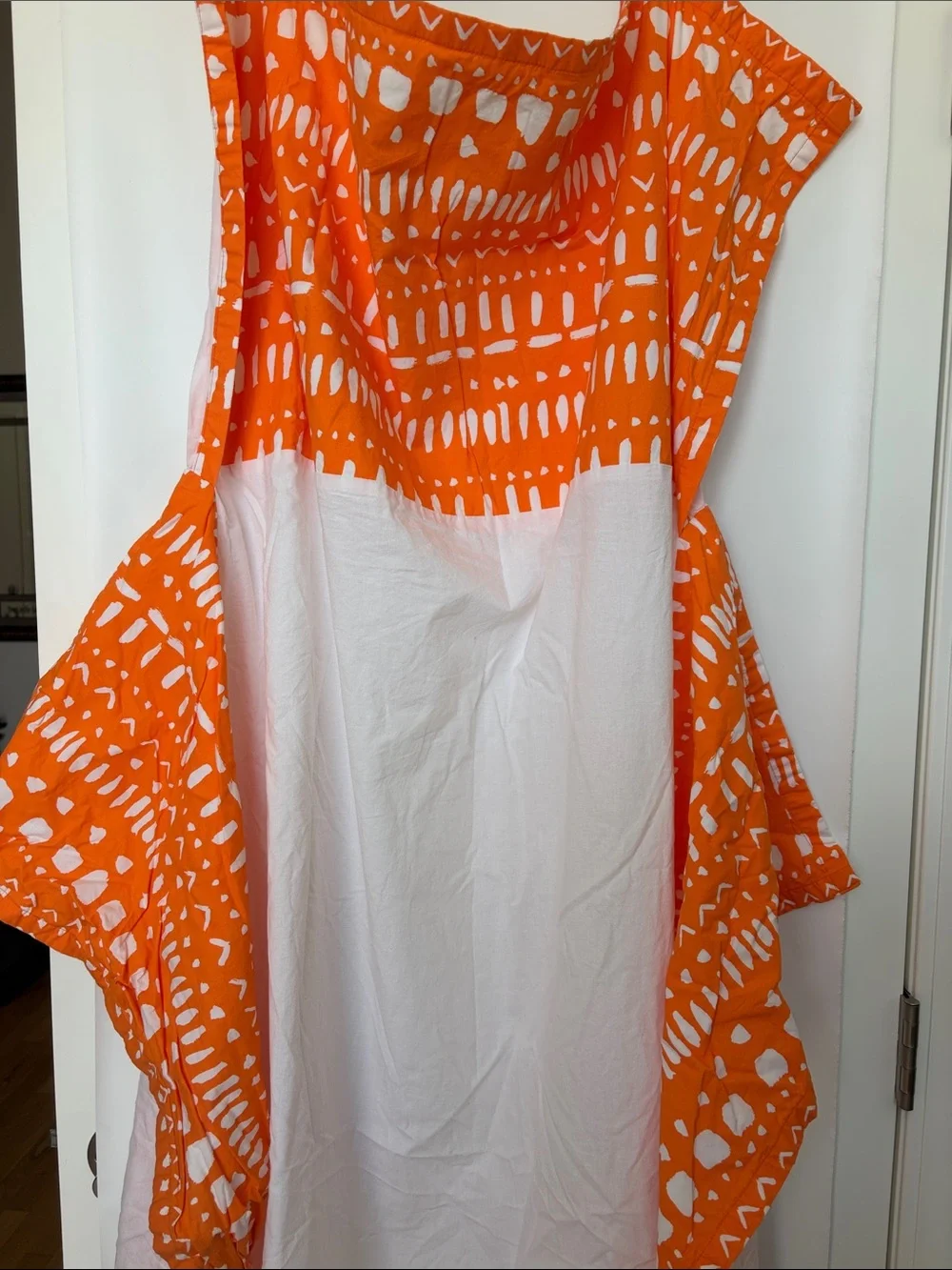Crate & Barrel Land of Nod Crib Skirt Cotton Excursion Tribal Orange Print