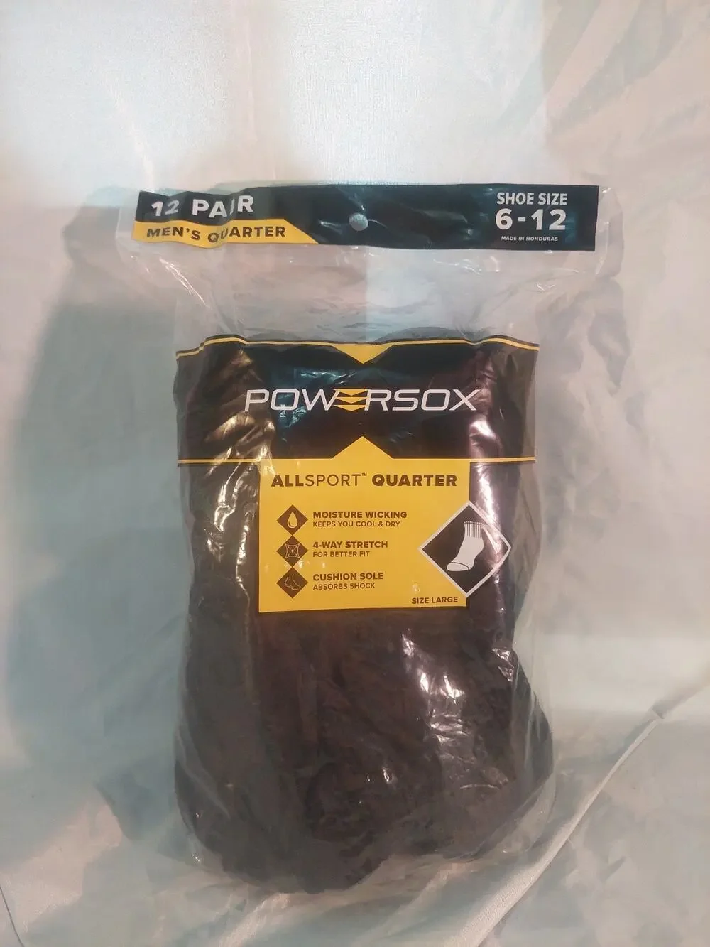 Powersox AllSport Men’s No Show Socks 12 Pairs Black Sizes 6-12