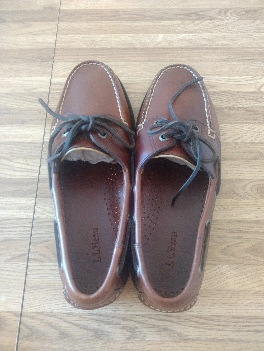 Men's Size 9.5 L. L. Bean Casco Brown Leather Boat Shoes