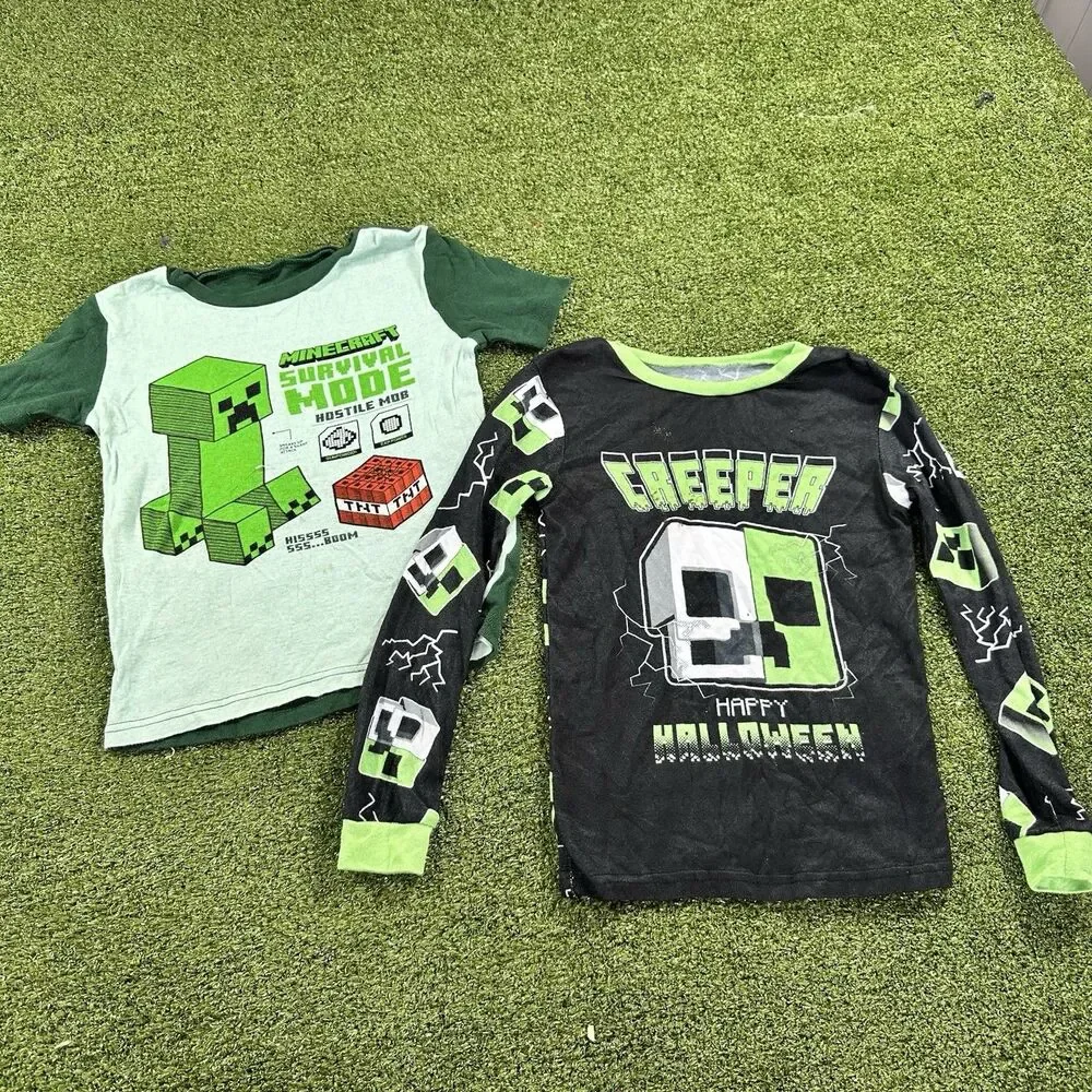 Lot Of 2 Kids Minecraft Pjs Size 8