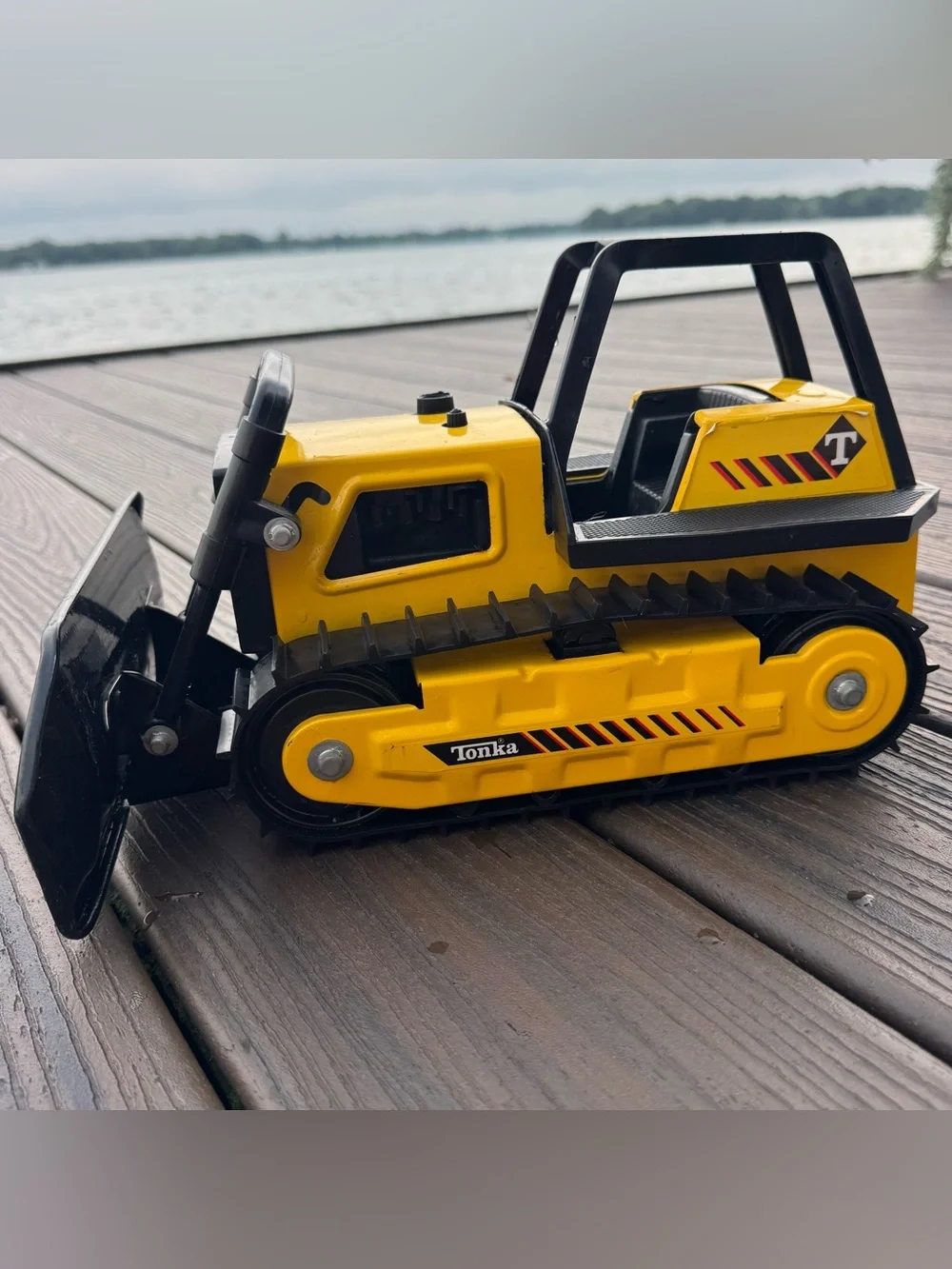 Vintage Tonka Bulldozer Dozer Track Loader Yellow Black Construction Toy 390-2