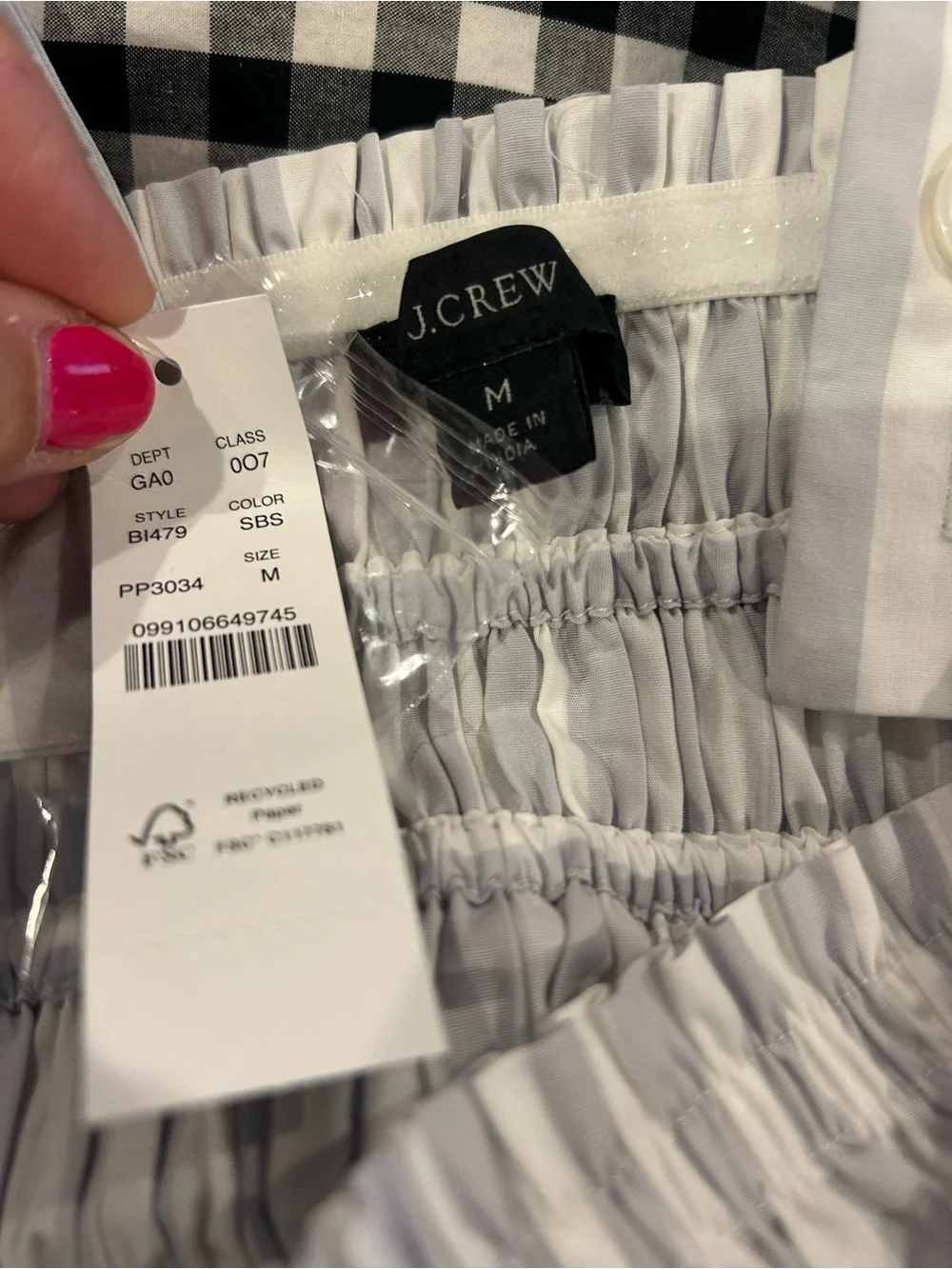 J. Crew smocked bodice