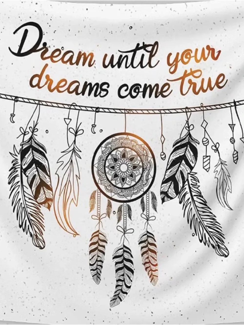 Dream Until Your Dreams Come True Feather Wall Art - Black & Brown