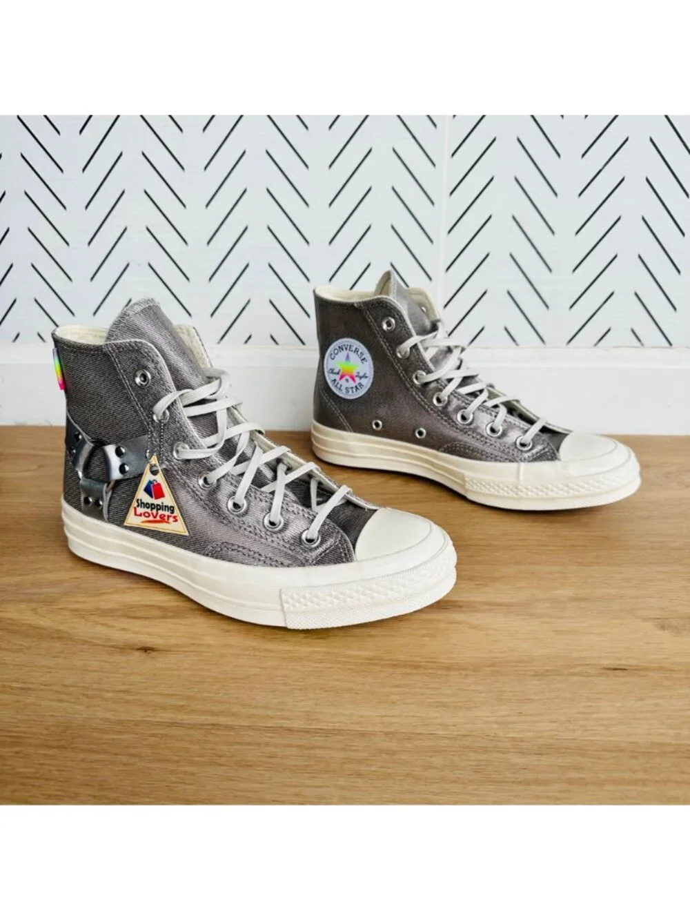 ❤️Converse Chuck 70 Pride Hi Silver Sz 7.5 Men's Shoes Metallic Sneaker A10214C