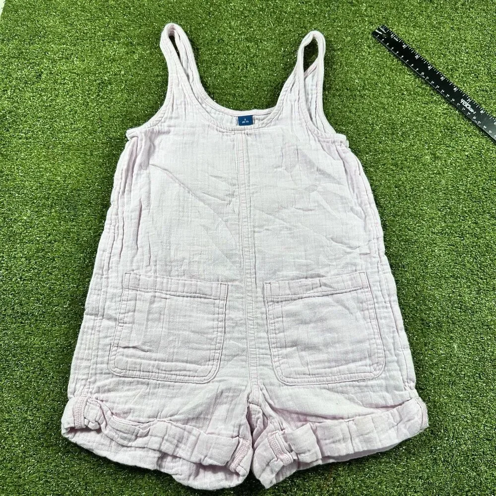 Old Navy Girls Sleeveless Double-Weave Pocket Romper Pink Size S (6-7)