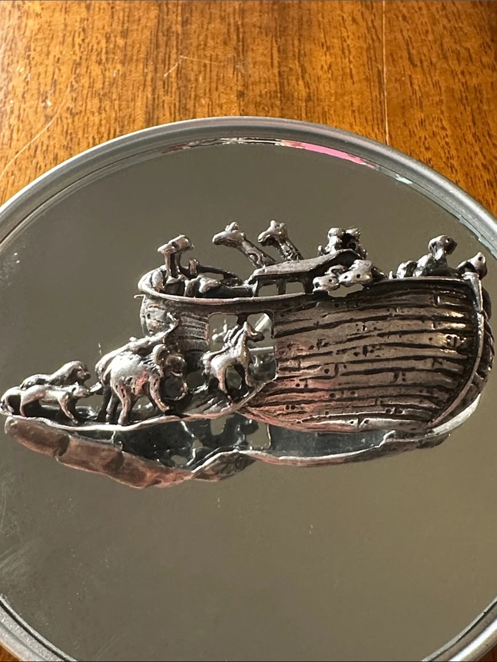 Vintage Silver-Tone Noah's Ark Brooch or Pendant