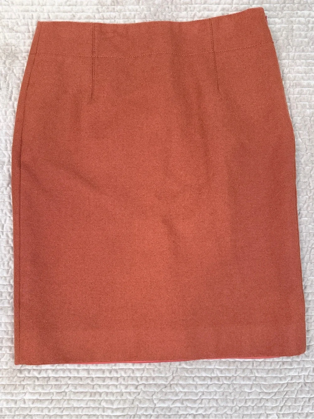 J.CREW Double Serge Wool No. 2 Pencil Skirt Rust Orange Classic Career Waist 32”