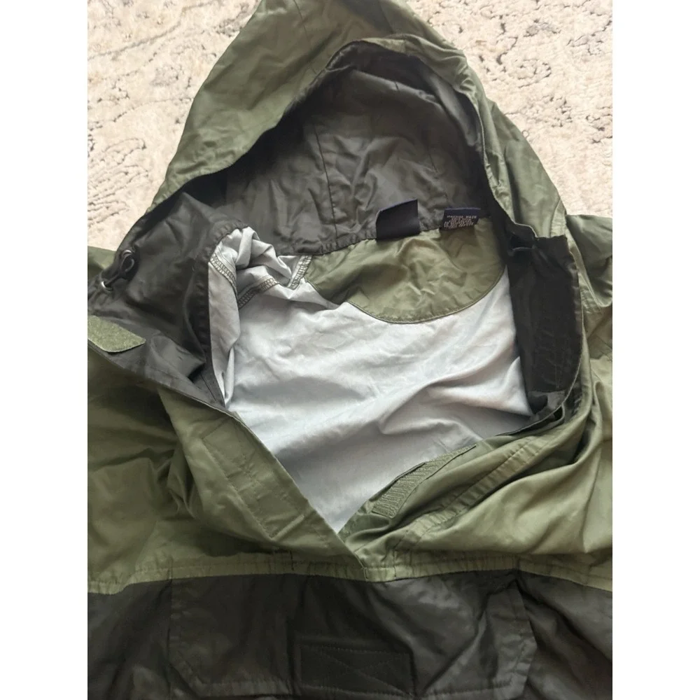 Vintage Gap Anorak Windbreaker Jacket Youth  XXL Olive Black Lined 1/4  Hooded