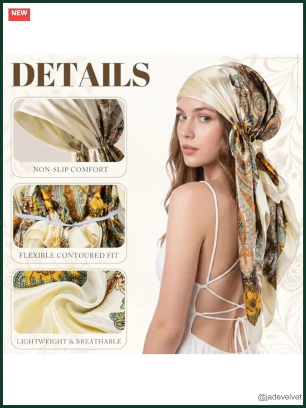 4 Pretied Head Scarves for Women, Satin Chemo Headwear Turbans, Cancer Hair Loss
