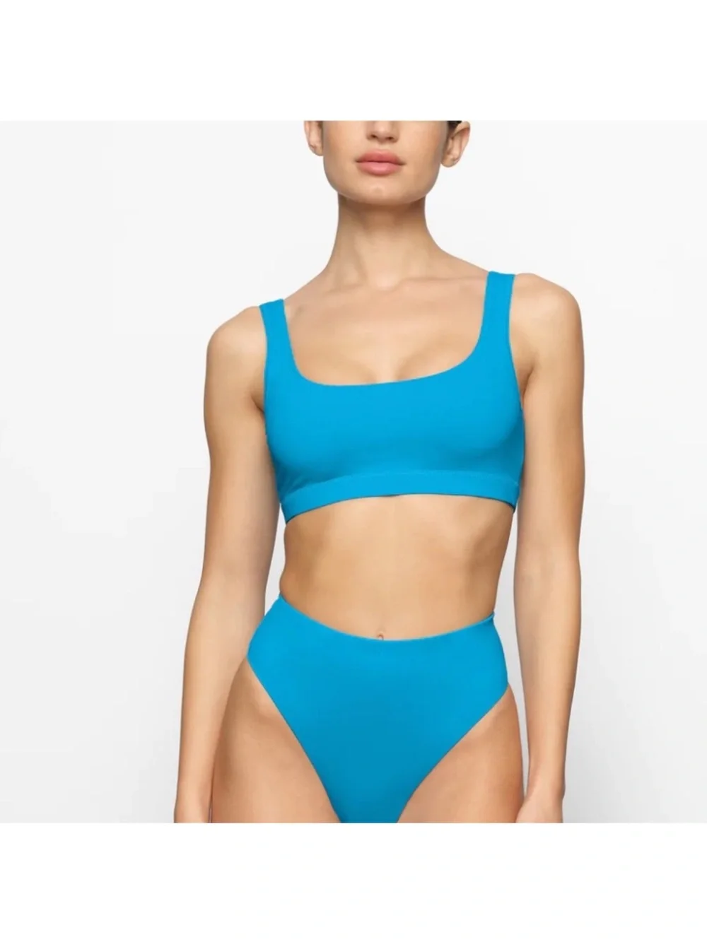Skims Bright Blue High Waisted Bikini Set – Size Small top Medium bottom