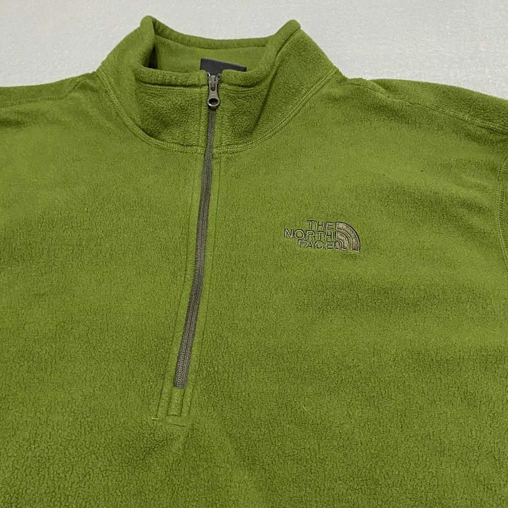 The North Face Men's XL TKA 100 Glacier Quarter Zip Fleece Pullover Olive Green
