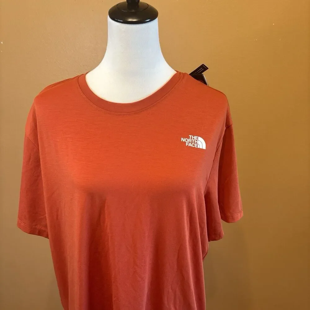The North Face Men's L Wander Sun Tee Shirt Orange UPF40 NWT Hiking Pullover