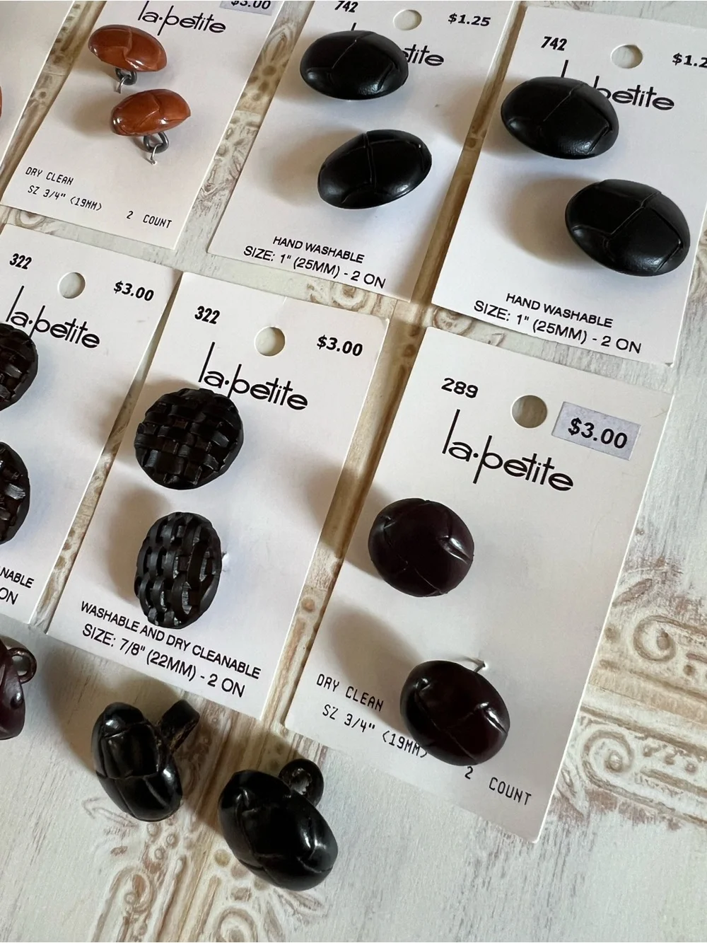 Button Lot — Coats & Upholstery Shank Type —Browns and Blacks, New and Rescued