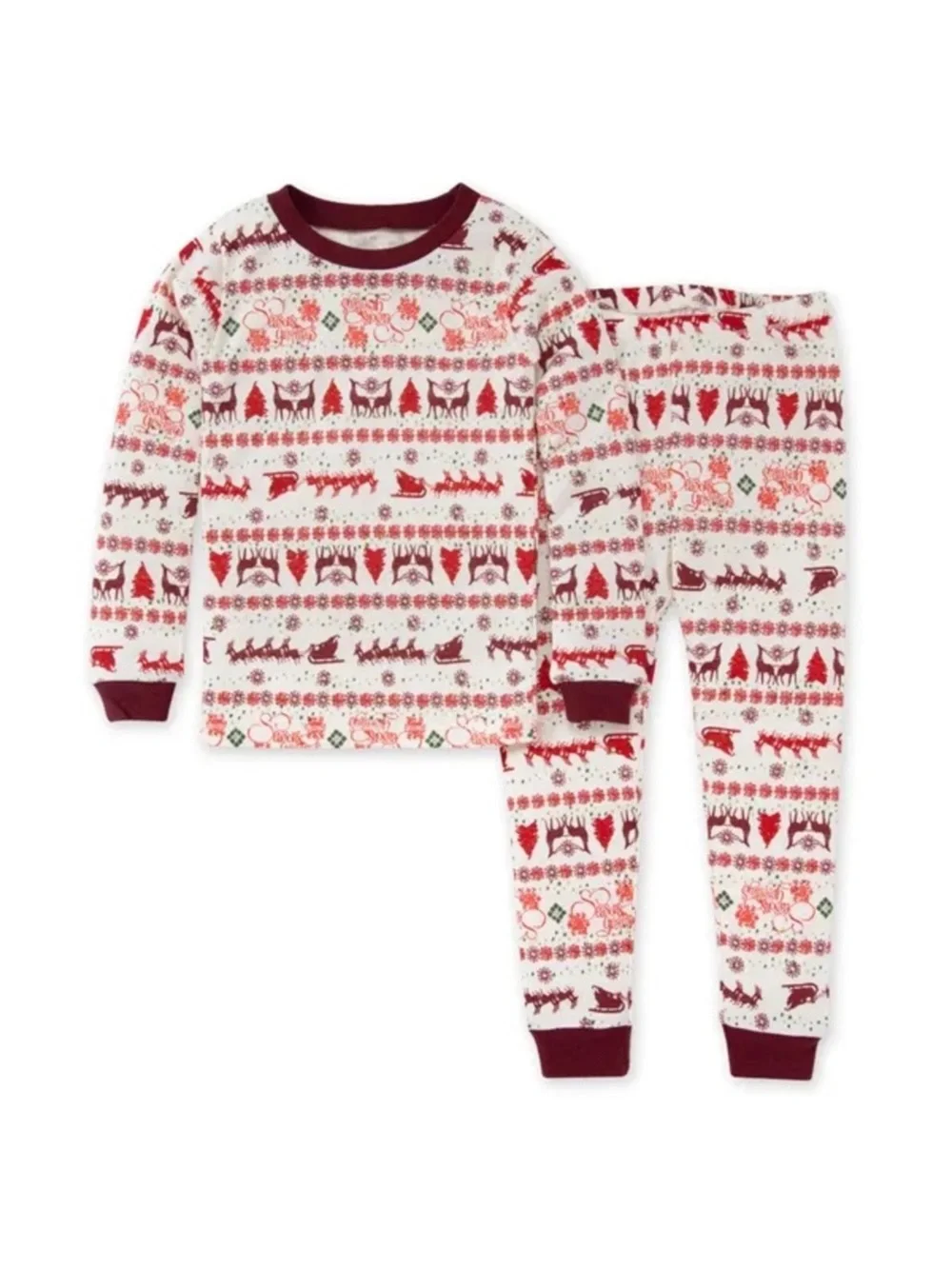 Season Greetings Fair Isle Organic Cotton Pajama Set 4T NWT