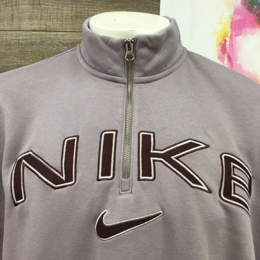 Nike Sportswear Phoenix Fleece Quarter Zip Sweatshirt Mauve Womens XL FV7679-226