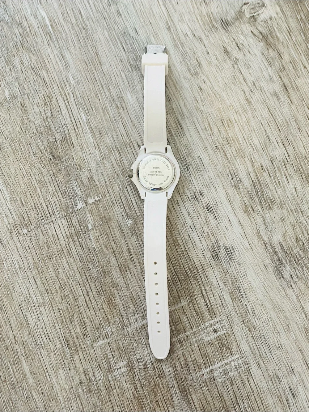 White Silicone Strap Watch with Pink Accents