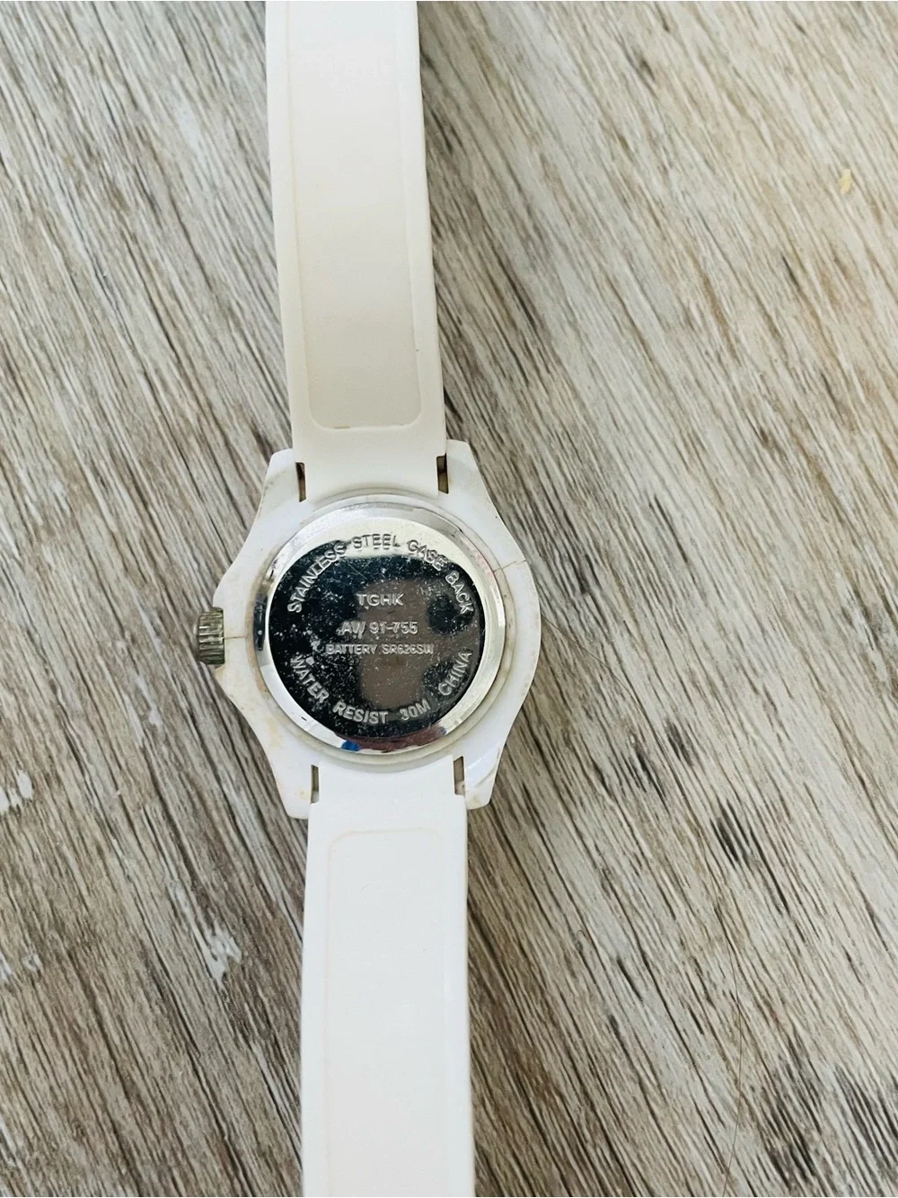 White Silicone Strap Watch with Pink Accents