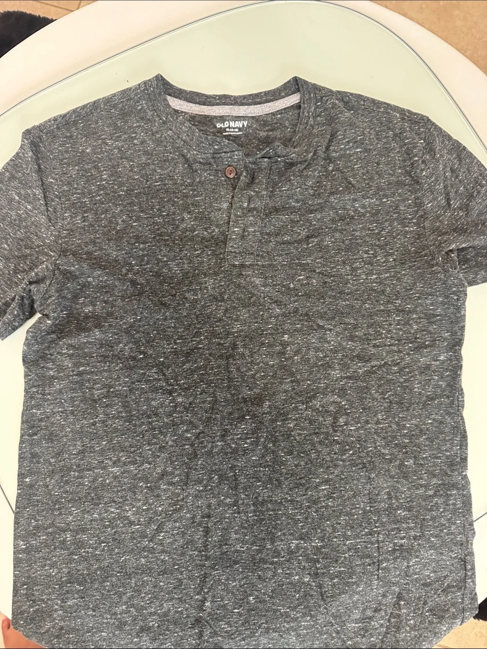 Old Navy Men's Dark Heather Gray Short-Sleeve Henley