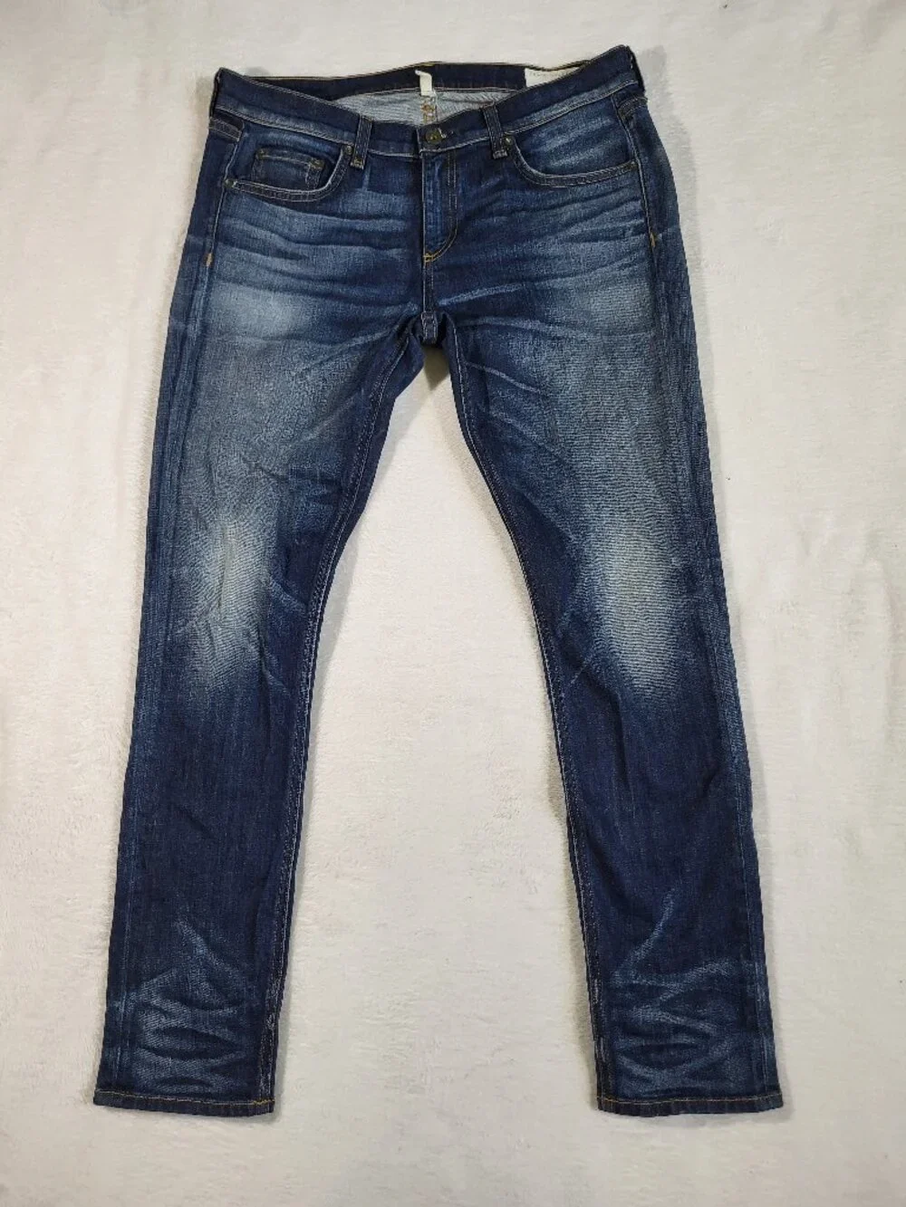 Rag & Bone The Dre Blue Denim Slim Cotton Polyurethane Jeans - Size 29