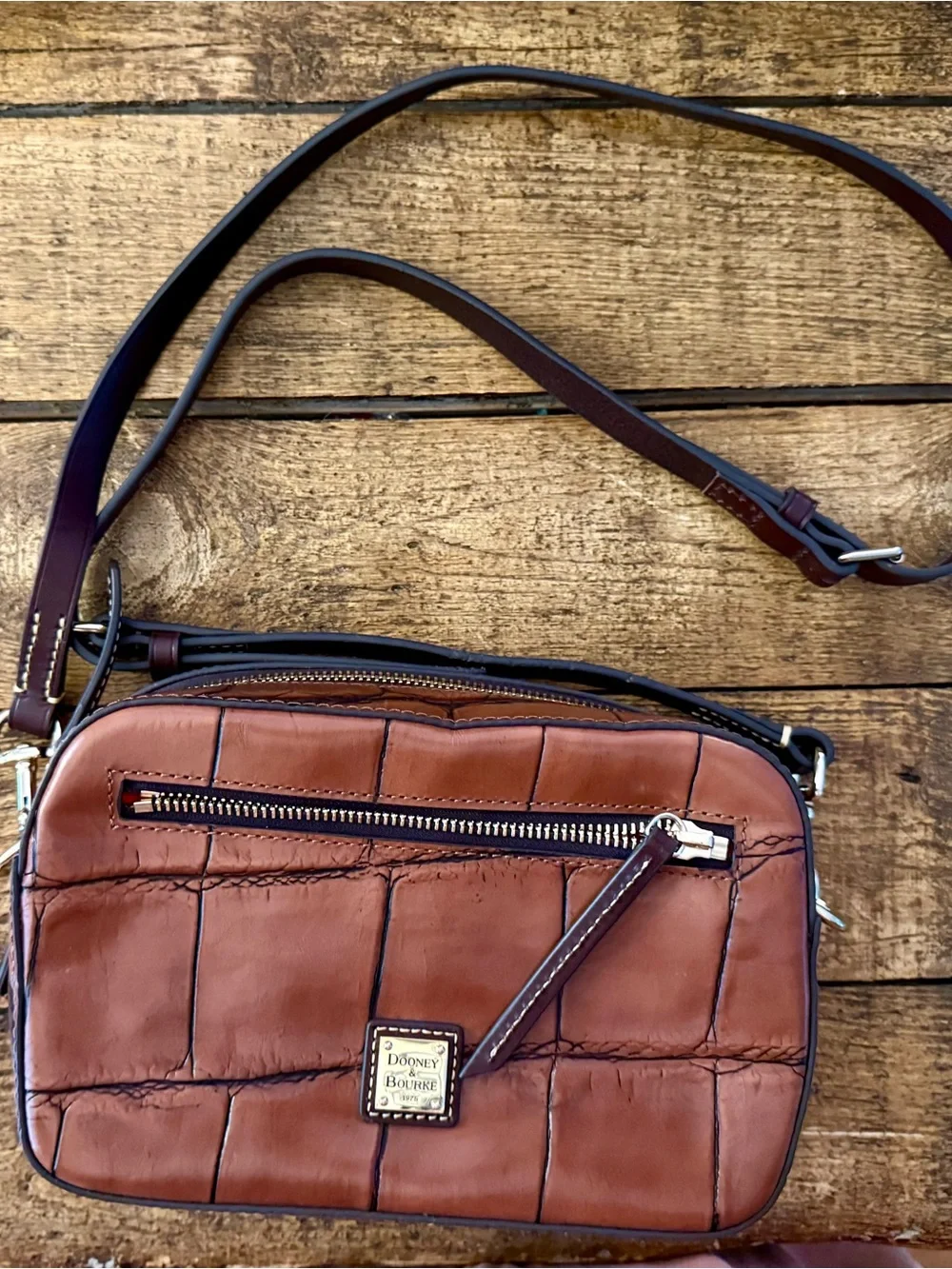 Dooney & Bourke Brown Croc-Embossed Leather Crossbody Bag