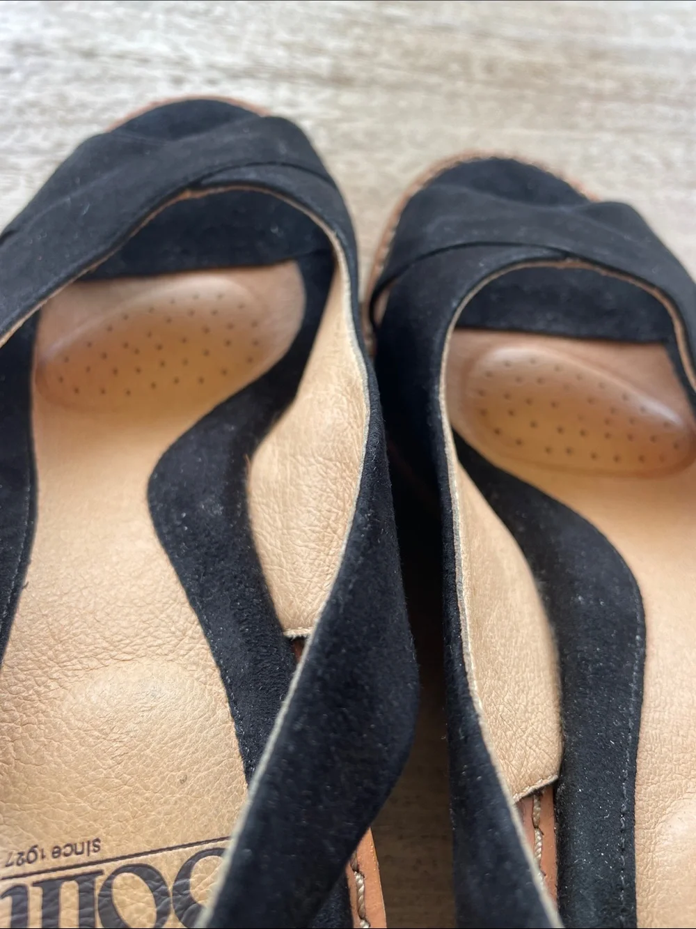 Sofft Black Suede Slingback Wedge Sandals