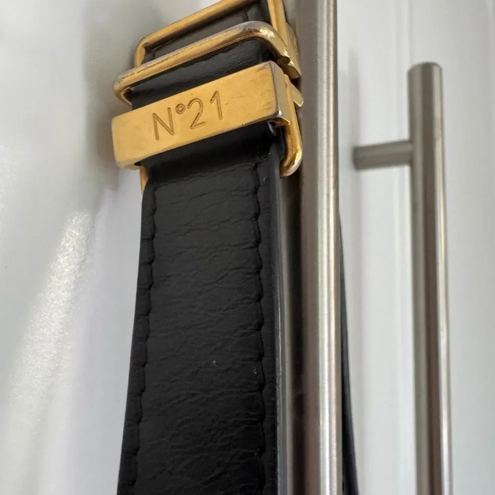N21 Black Leather Shoulder Bag Gold Hardware Made in Italy $1,100