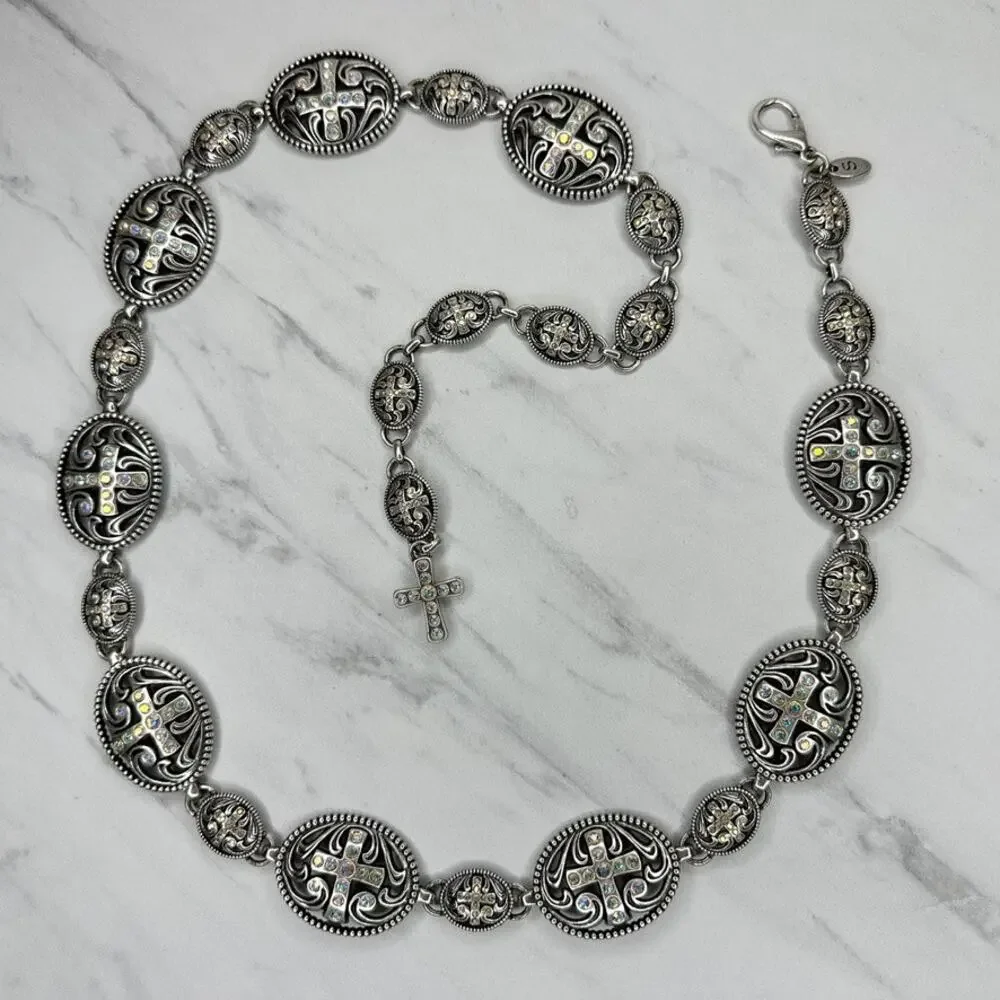 Brighton Rhinestone Cross Chain Link Belt Small (S) ✨