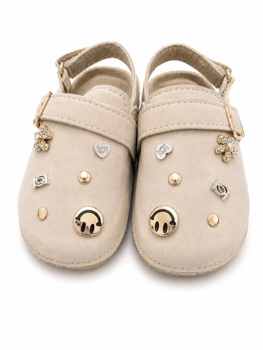 bebe Beige Embellished Slingback Baby Shoes