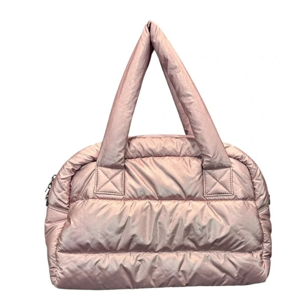 ZUDA Metallic Blush Pink Quilted Nylon Puffer Tote Bag