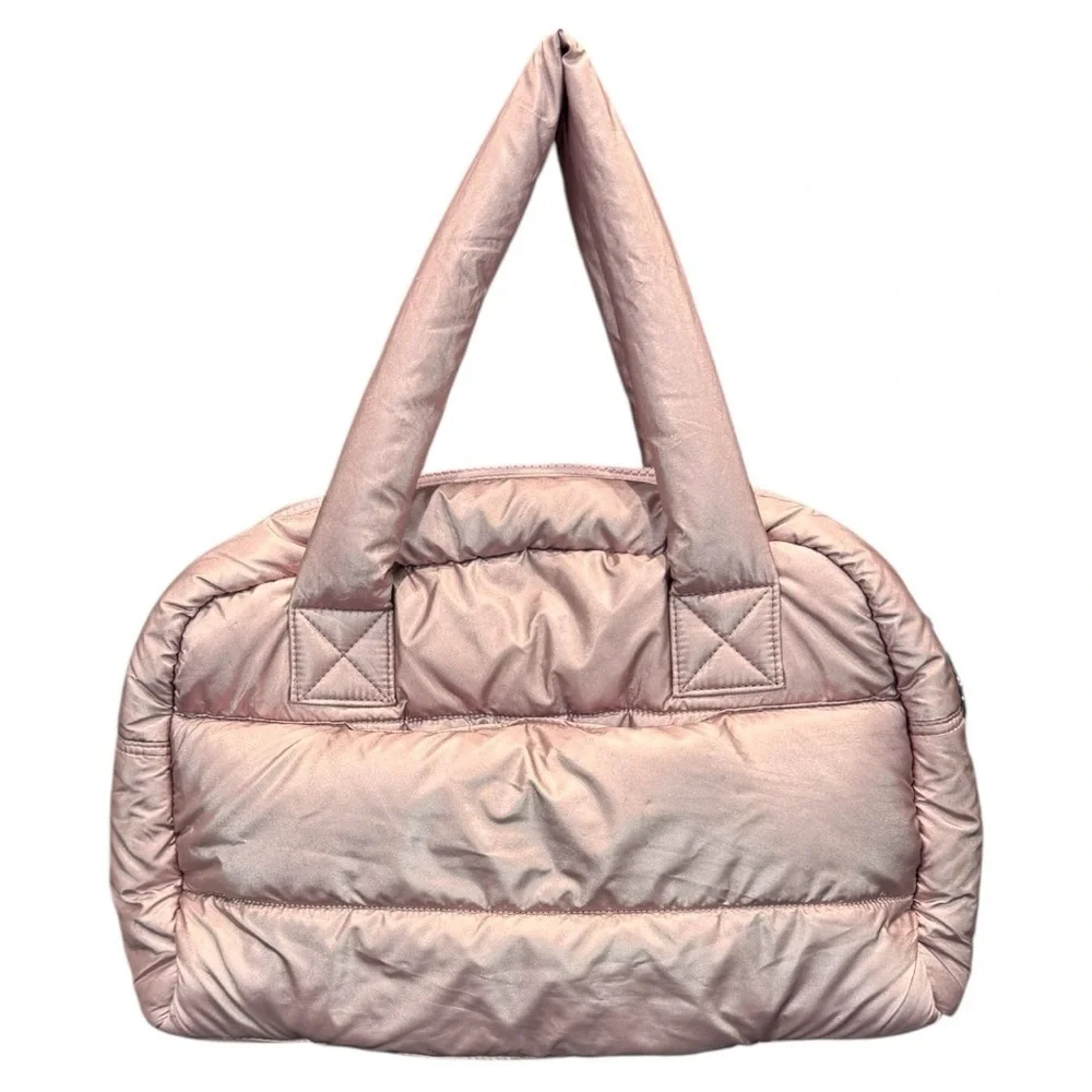 ZUDA Metallic Blush Pink Quilted Nylon Puffer Tote Bag