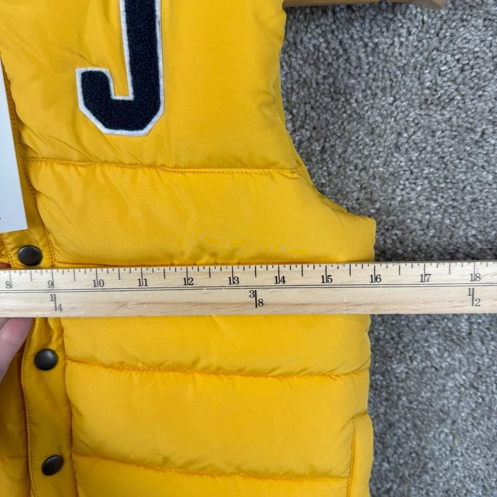 Janie and Jack Yellow Varsity Puffer Vest Boys Size 7-8 Quilted Letterman J NEW