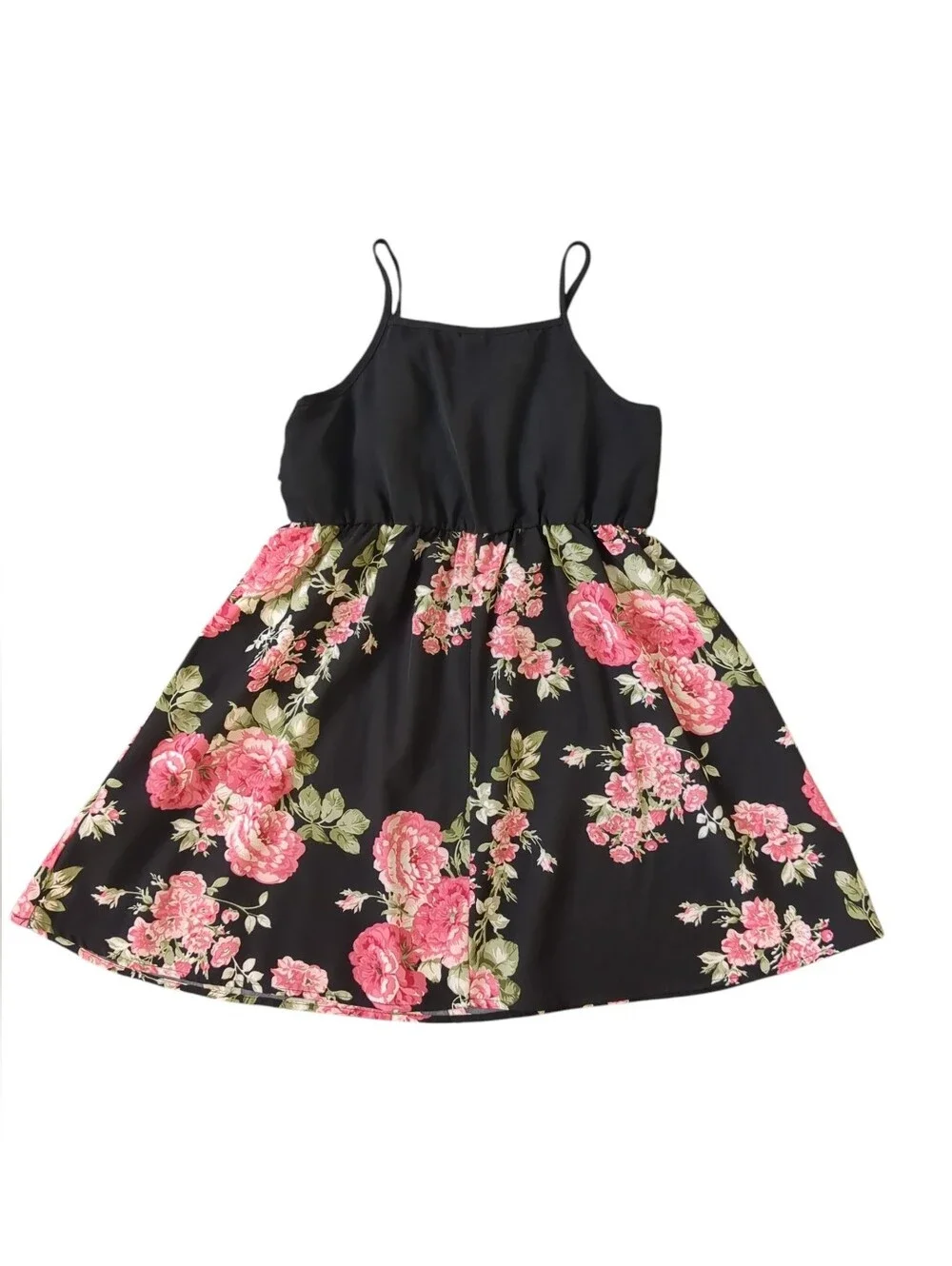 Young Girls' Casual Floral Print Vacation Dress (Size 7)