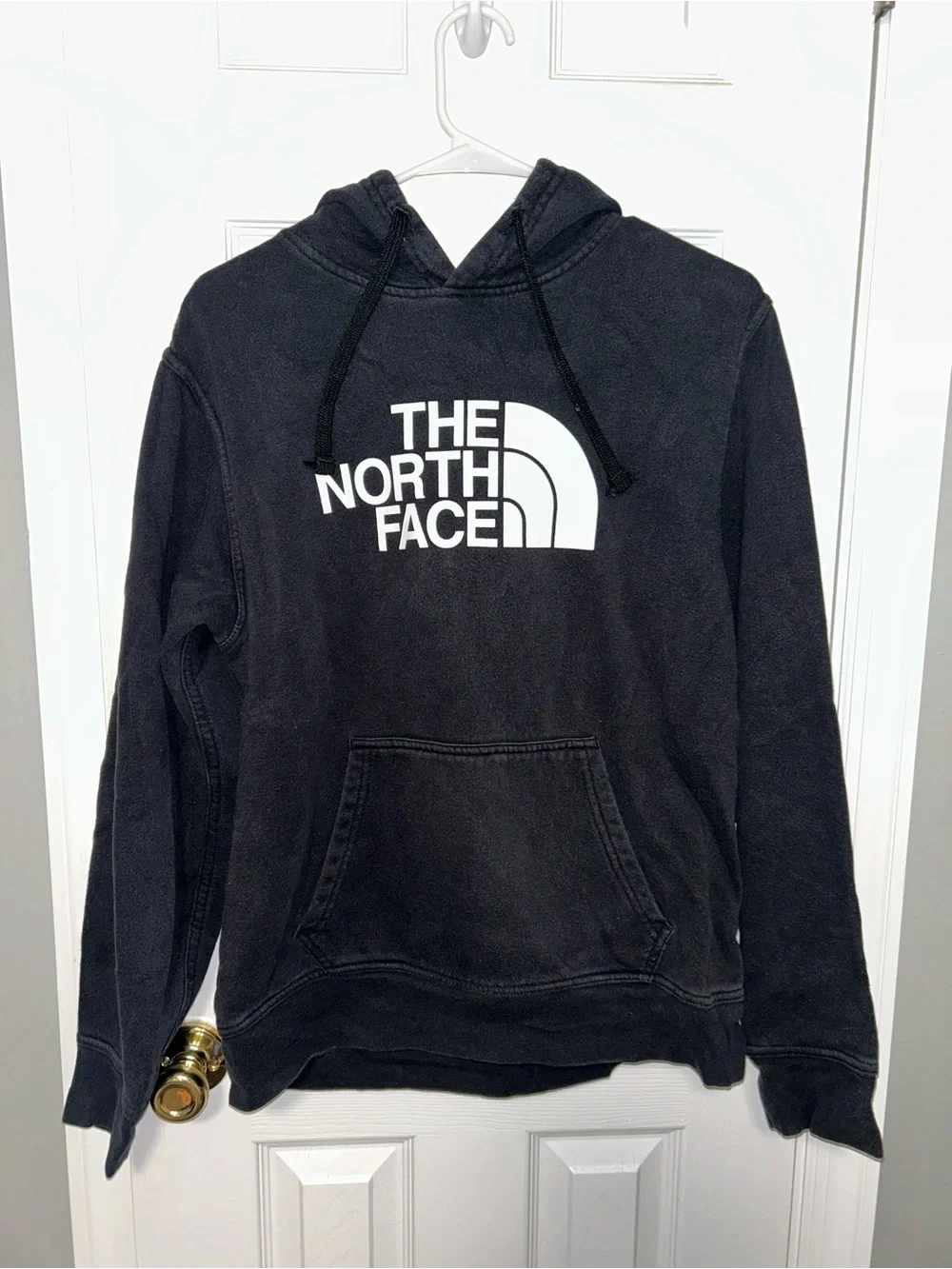 The North Face Men's Black Pullover Crewneck Hoodie with White Logo