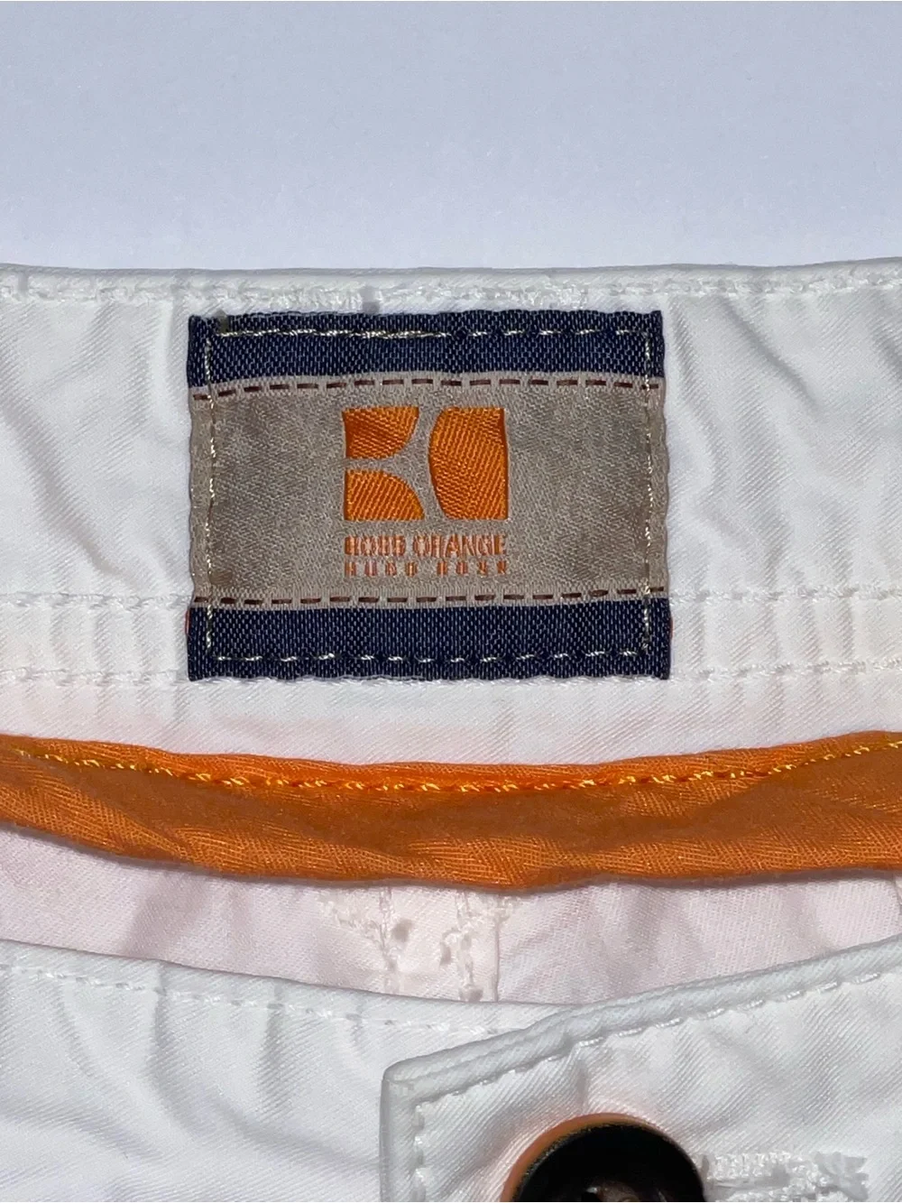 Hugo Boss Orange White Schino Chino Shorts Men’s Size 38 Cotton Twill